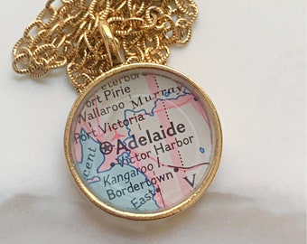 Adelaide Australia Map Pendant Necklace