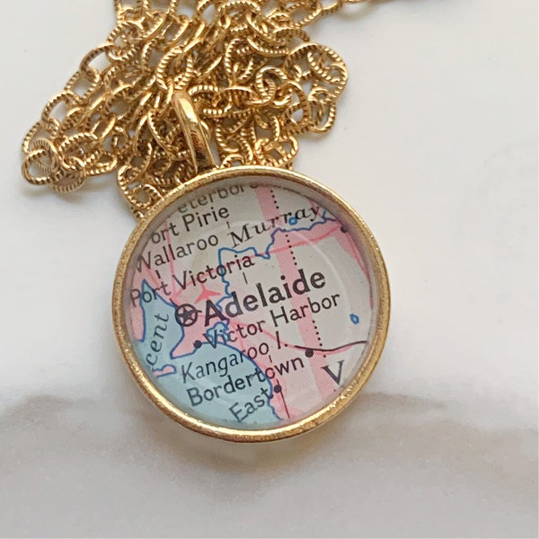 Adelaide Australia Map Pendant Necklace