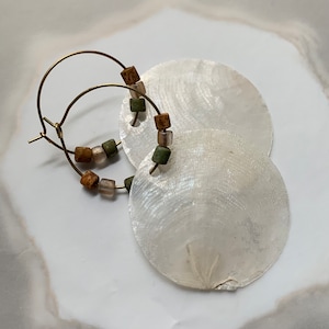 Capiz Shell Hoop Earrings with Beads