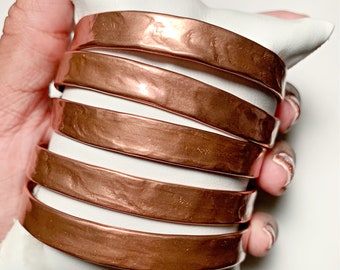 Copper Cuff Bracelets Set of 5, Rustic Texture, High Quality, Adjustable, Modern Jewelry Set