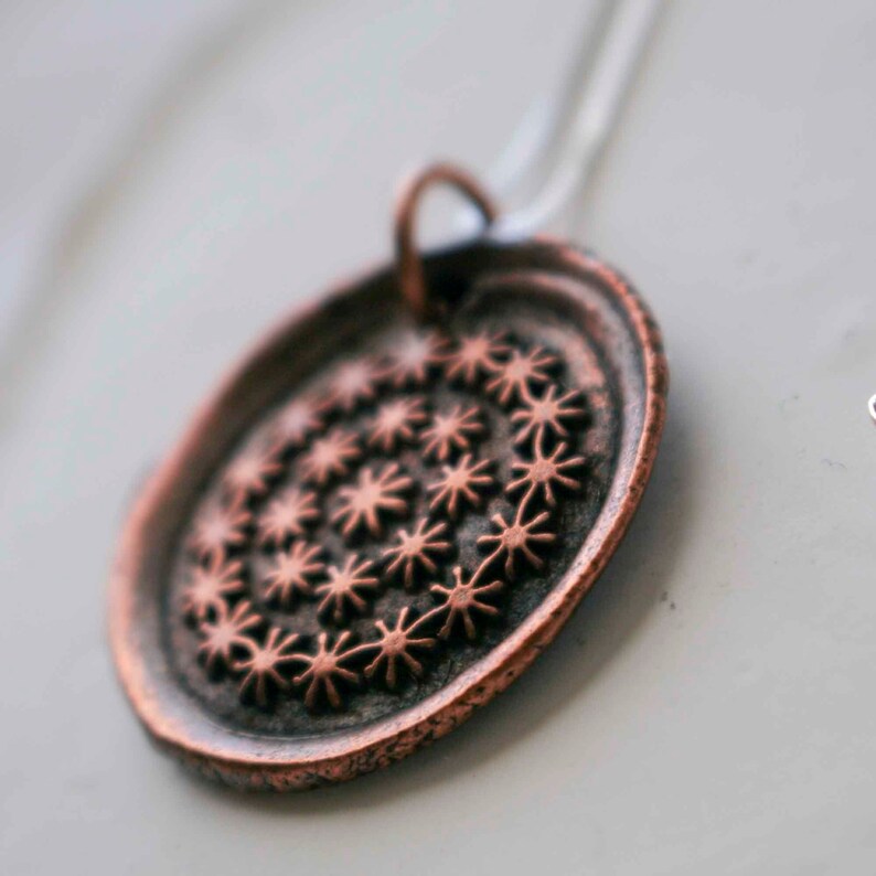 Dandelion Flower Wish Wax Seal Charm on Sterling Silver Necklace