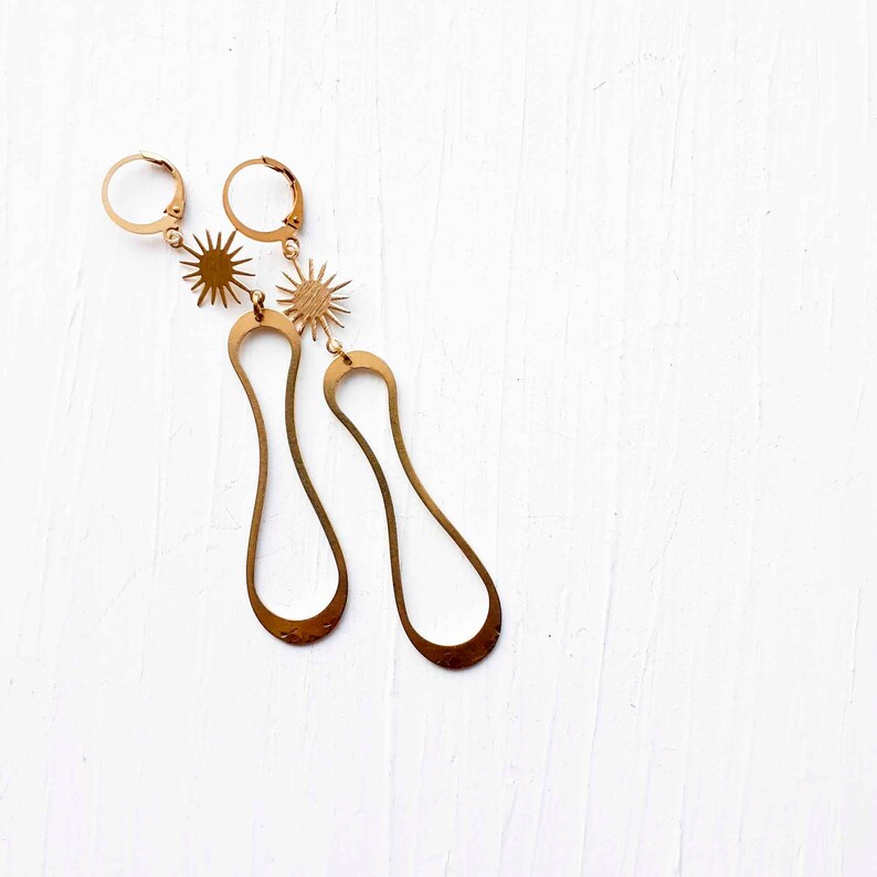 Long Brass Earrings image 6