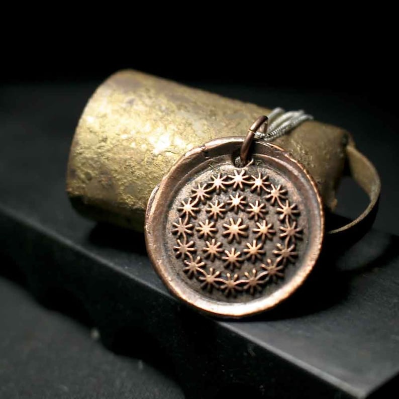Dandelion Flower Wish Wax Seal Charm on Sterling Silver Necklace