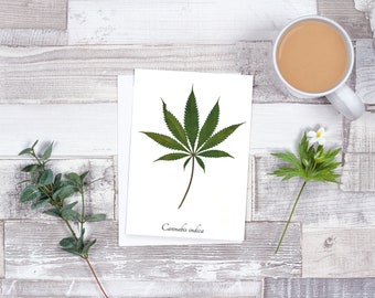 Cannabis Botanical Greeting Card - Blank Greeting Card - A7