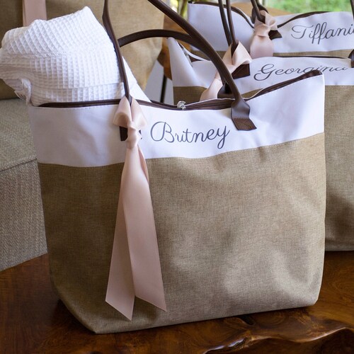 Personalized Bridesmaid Beach Bag Tote Gift Bags Beach Etsy