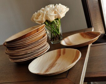 Round Eco Friendly Plates 7". Ready in 2-5 Business Days. Disposable Appetizer Plates. Set of 10 Palm Leaf Plates.