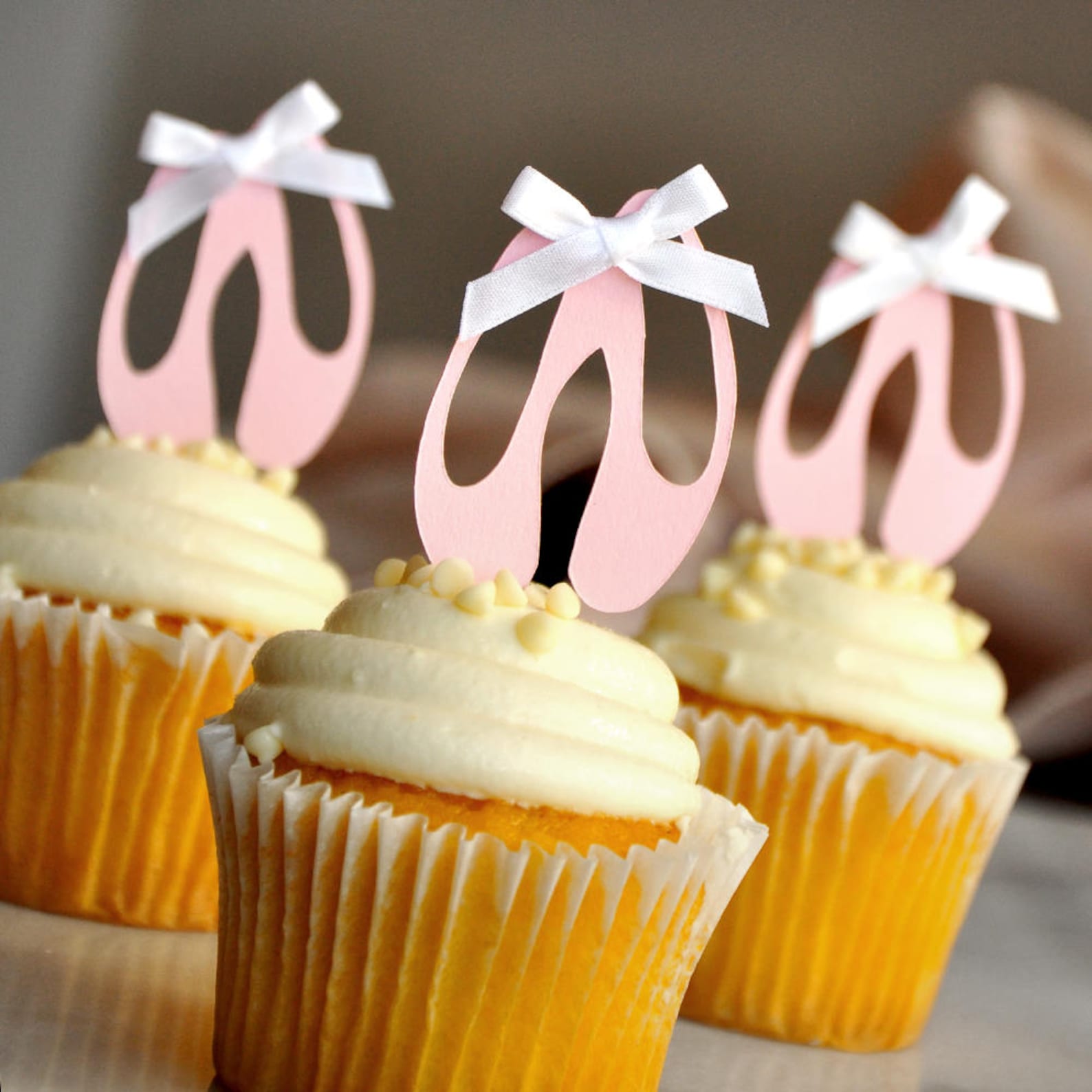 ballerina cupcake toppers. ballerina party decorations. ballet slippers 12ct.