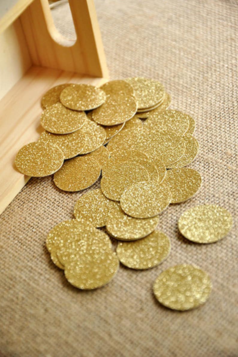 Gold Confetti Circles 1 Inch Pack of 50. Glitter Confetti Etsy