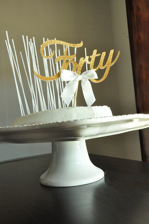 40th Birthday Cake Topper-Quarante 40 /& Fabulous Topper-paillettes bleu foncé