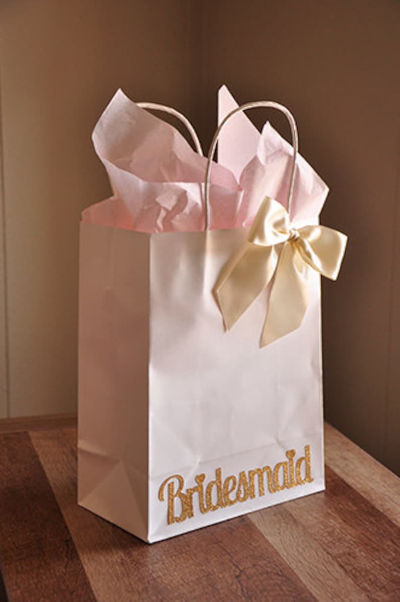Bridesmaid Gift Bags. Large White Paper Bags with Handle. Etsy