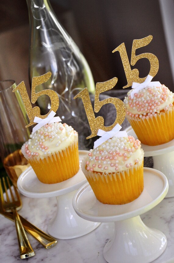 Quinceanera Decor Quincea\u00f1era Cupcake Toppers Hispanic Birthday