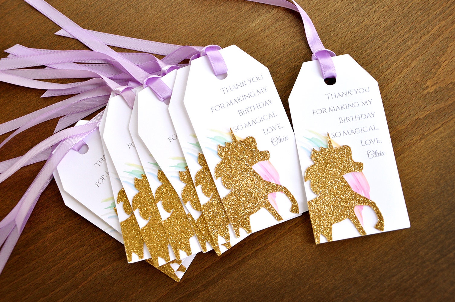 Unicorn Thank You Tags (Pack of 10).  Unicorn Party Favors.  Personal…