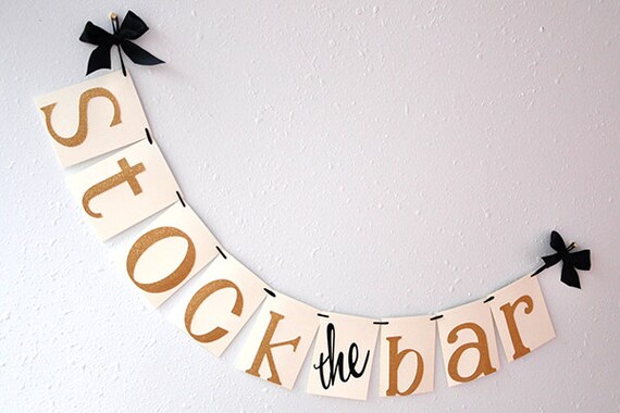 Stock the Bar Decorations. "Stock the Bar" Banner. Couple's Shower Decorations. Il_570xn