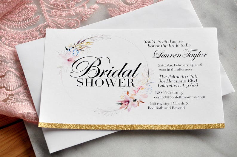 Bridal Shower Invitations with Envelopes. We Print Cut Glue Etsy