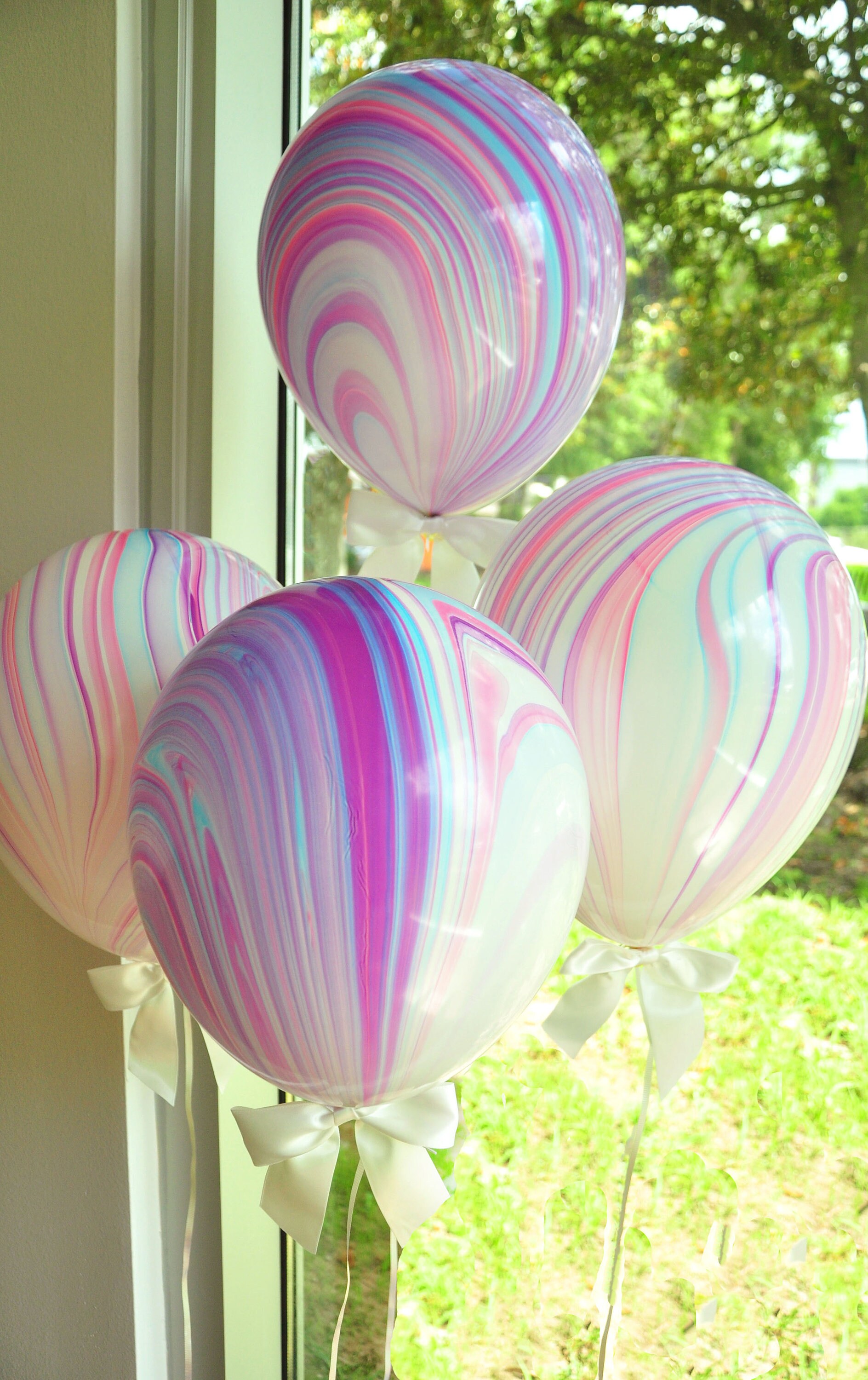 Unicorn Party Supplies. Unicorn Balloons.  Marble Balloons with White…