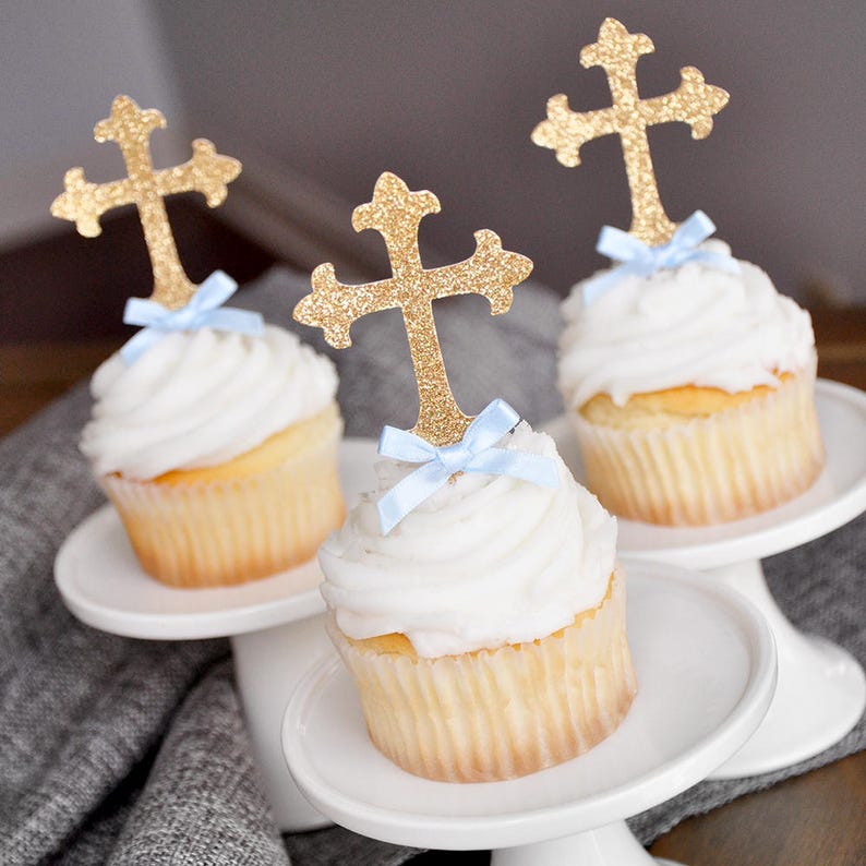 Baptism Decorations For Boys Christening Cross Cupcake Baptism Decorations For Boys Christening Cross Cupcake