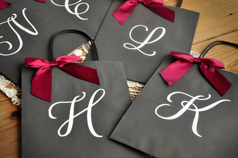 Personalized Gift Bags for Bridesmaids. Large Grey Paper Bags Etsy