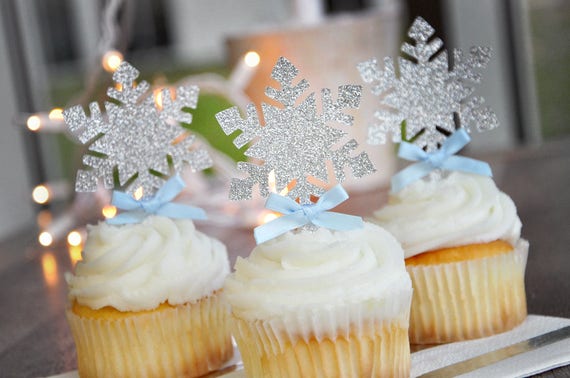 Snowflake Cupcake Toppers 12CT. Frozen Party Cupcake Toppers. Il_570xn