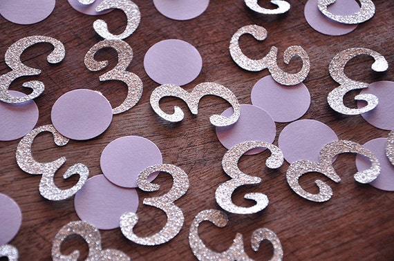 3rd Birthday Party Decorations. Handcrafted in 2-3 Business Days. Lavender and Silver Mini Number Confetti 50CT. Il_570xn