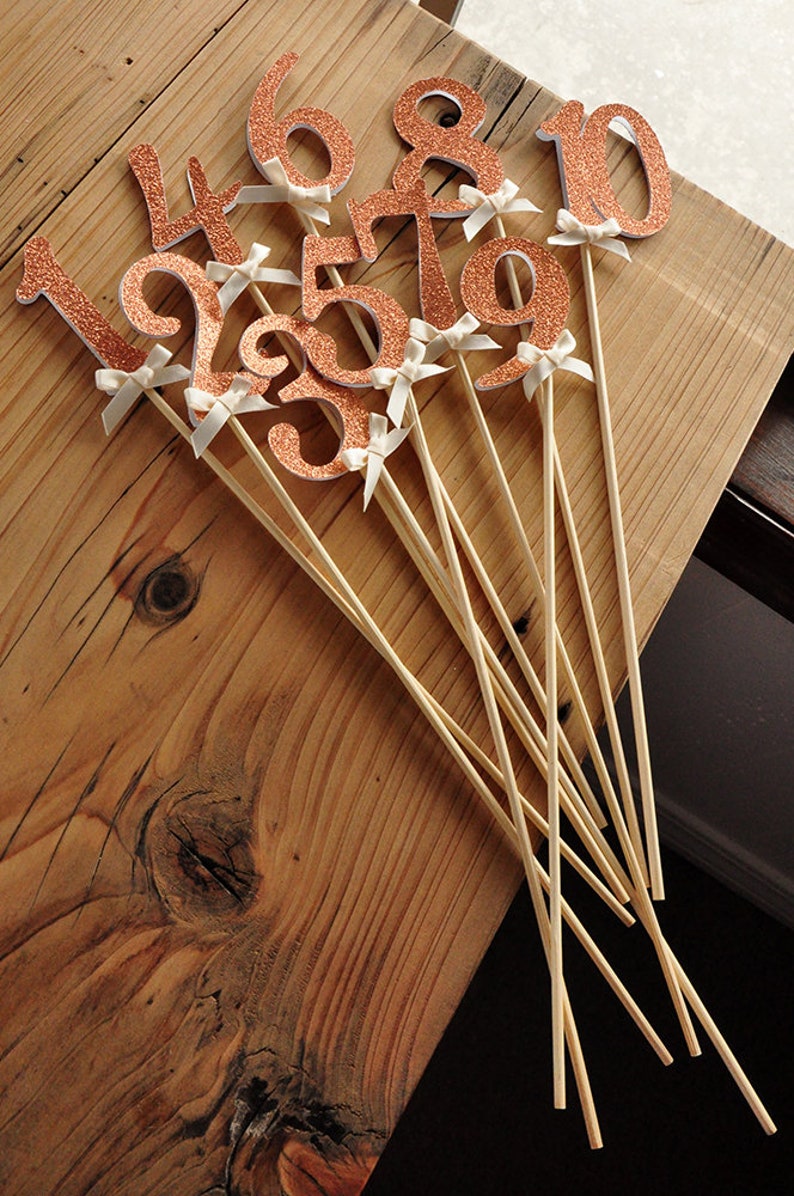 Table Numbers on Sticks. Glitter Number Centerpiece. | Etsy