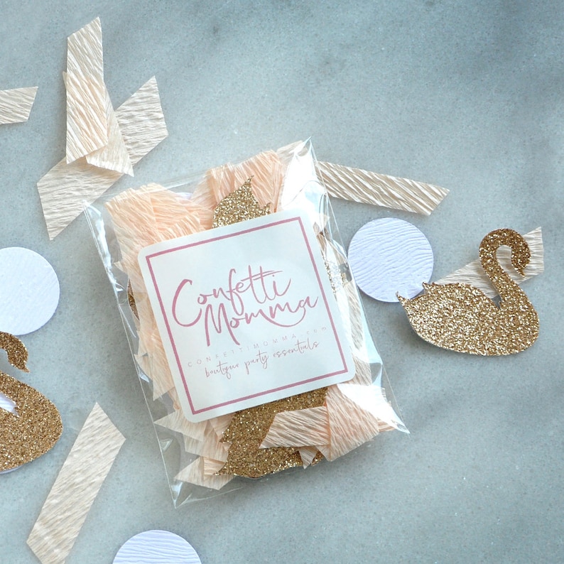 Swan Princess Birthday Party Decorations Peach and Champagne Swan Confetti. Swan Lake Party Confetti