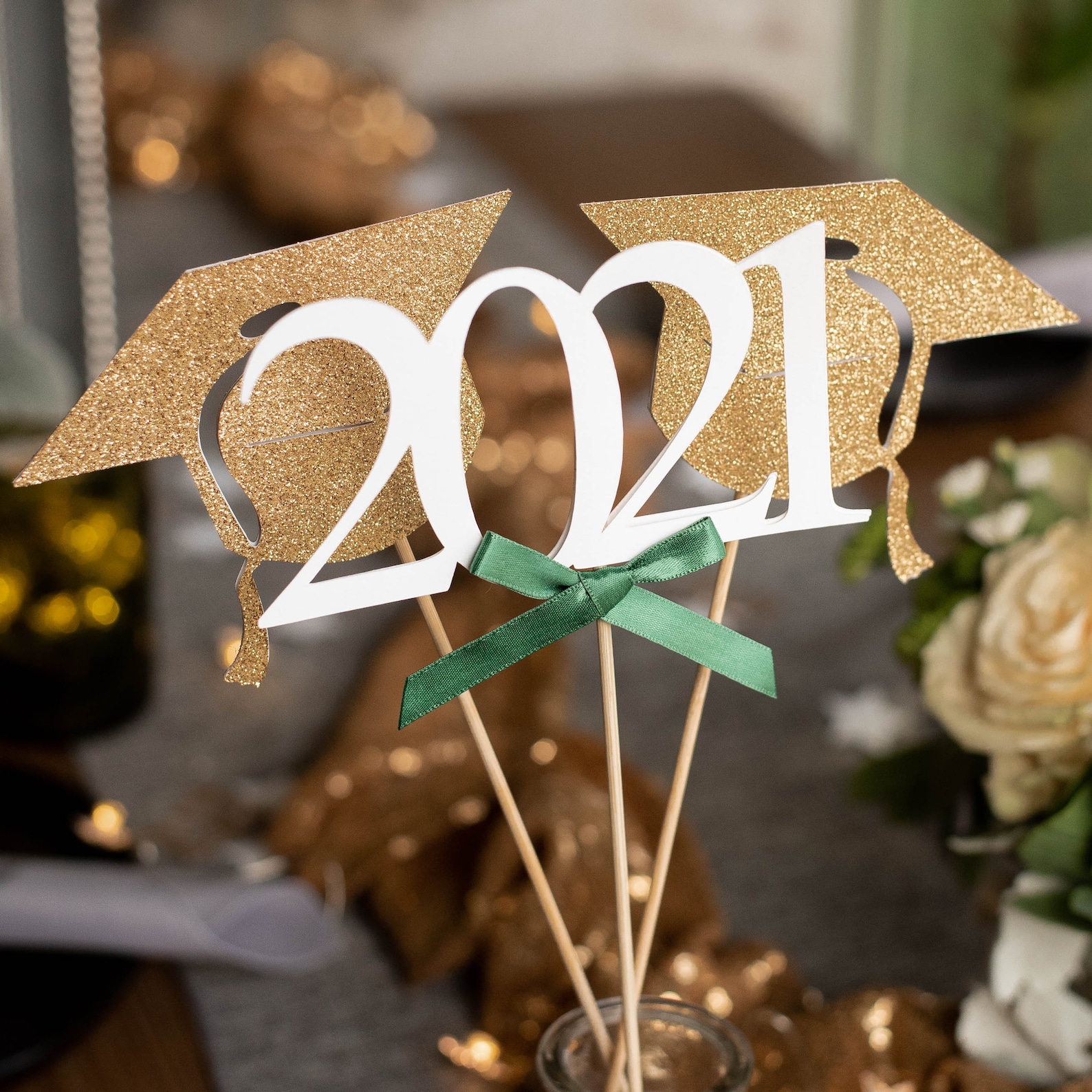 2021 Graduation Centerpiece. Green Graduation Party Supplies. Etsy