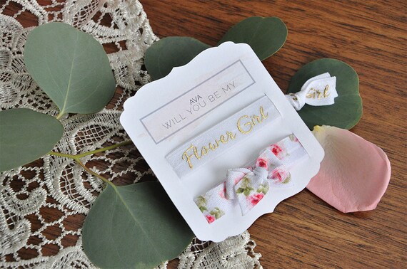 HT11E. Flower Girl Hair Tie Flower Girl Gift Flower Girl Proposal Ideas