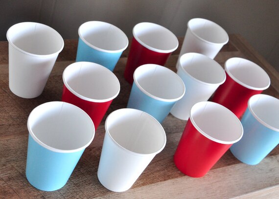 Paper Party Cups for an Airplane Party. Time Flies. Set of 20 or More Cups in Baby Blue, White and Red. Il_570xn