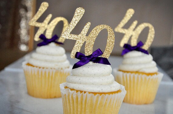 Glittery Silver Pack of 10 40th Birthday Cupcake Toppers Number 40 Glittery Silver Pack of 10 40th Birthday Cupcake Toppers Number 40
