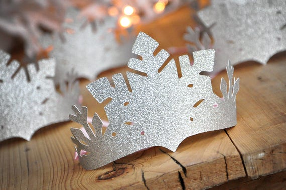 Winter Wonderland Party Favor Crowns. Silver and Baby Pink Snowflake Crowns. Winter Onederland Decorations. Il_570xn