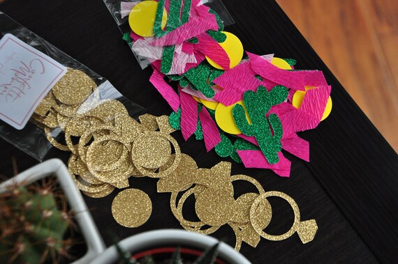 Bachelorette Party Confetti. (2 Pack) Fiesta Engagement Ring and Cactus Party Supplies. Final Fiesta Bridal Shower. Il_570xn