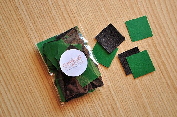 Pixel Confetti for a MineCraft Party. Green and Black Square Confetti. 50CT. Il_570xn