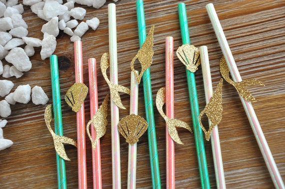 Mermaid Party Decorations. Mermaid Birthday Straws. (1 Set of 10 Straws). Under the Sea Party Decoration. Il_570xn