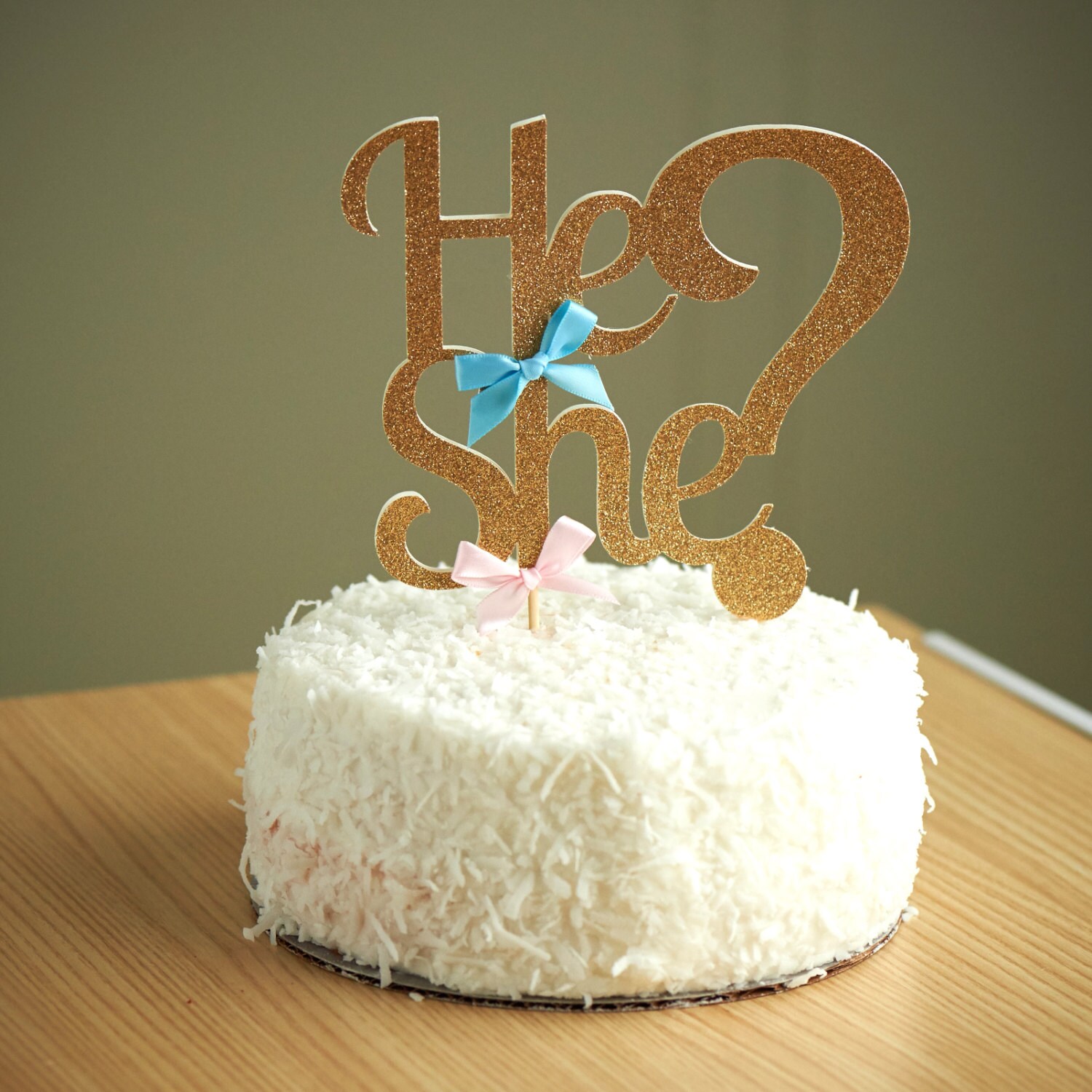 Gender Reveal Party Decor He Or She Cake Topper Etsy