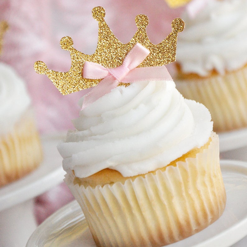 Tiara Cupcake Toppers 12CT. Pink and Gold Birthday Party Etsy