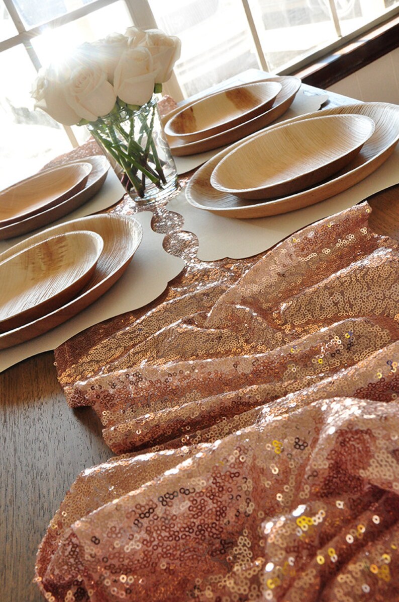 Rose Gold Table Runner. Sequin Table Runner. Wedding Table Etsy