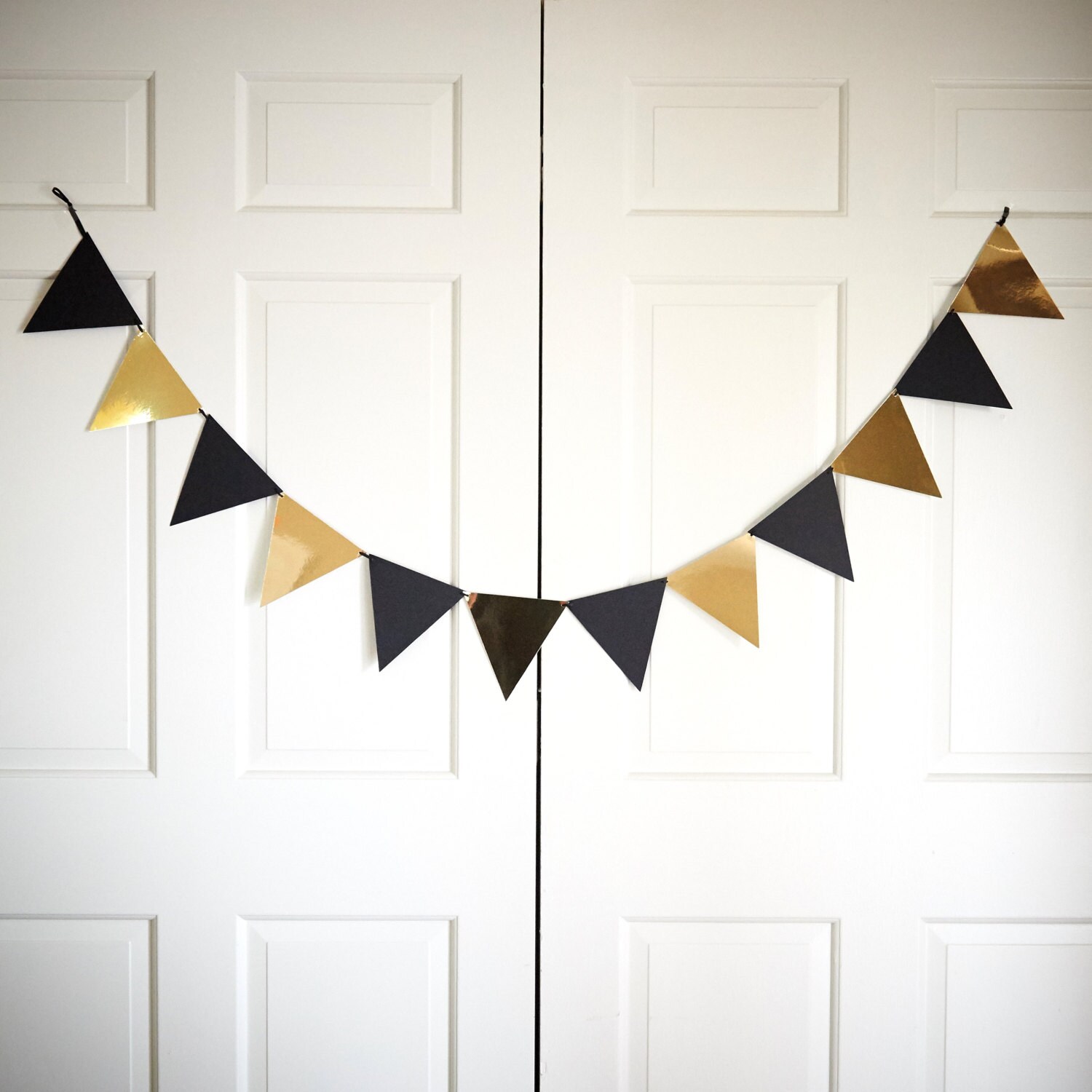 Bunting Banner for Black and Gold Party Decor. Pennant Banner. Etsy