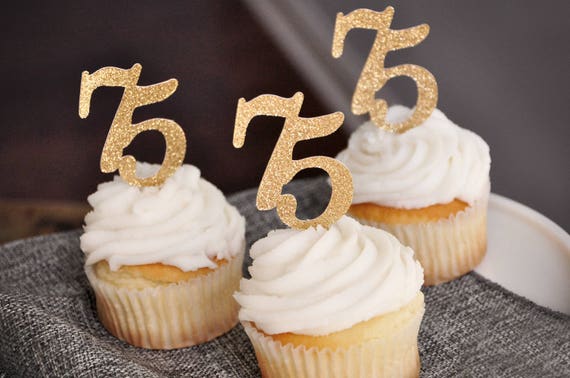 75th Birthday Party Decor 75 Cupcake Toppers Etsy
