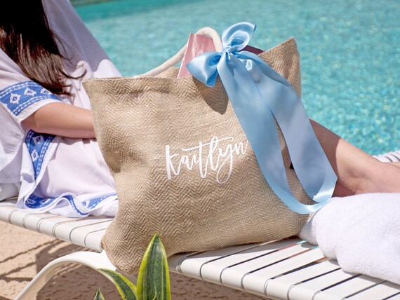 Personalized Beach Bag for Bridesmaids (Qty. 1). Beach Tote Bag. Bridesmaid Beach Bag. C15BT. Il_570xn
