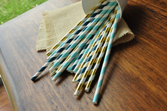 Mermaid Birthday Decor. Under the Sea Paper Straws 25CT. Summer Party Straws. Il_570xn