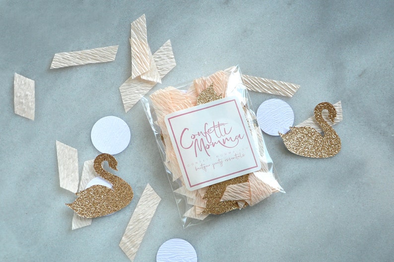 Swan Princess Birthday Party Decorations Peach and Champagne Swan Confetti. Swan Lake Party Confetti