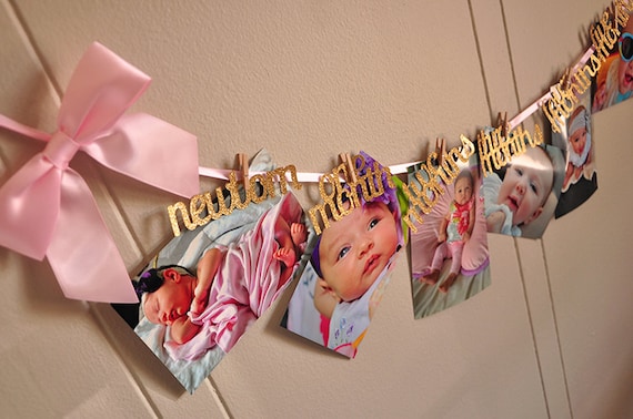 Monthly Photo Banner. Pink and Gold 1st Birthday. First Birthday Garland. Il_570xn