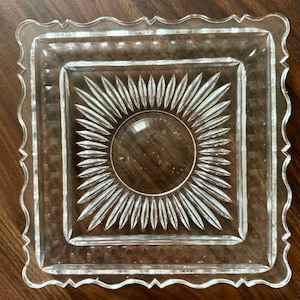 Vintage mid-century square glass serving dish