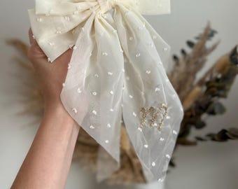 Hand Embroidered Hair Bow