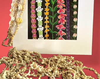 Tropical Leis of Hawaii-matted graphic design, print, picture,flowers, leis,