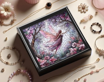 Fairy Stained-Glass Illusion Jewelry Box, Enchanted Forest Keepsake