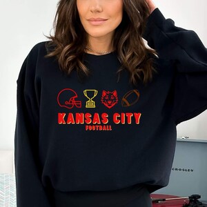 Kansas City Football T-shirt Hoodie Sweatshirt, Vintage Style Kansas City Football Crewneck, Football Sweatshirt, Kansas City Fan Gifts