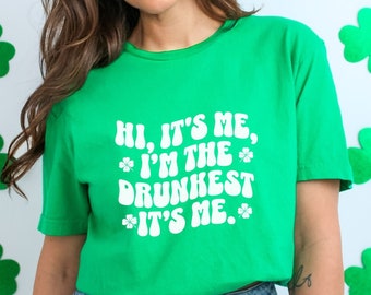 St Patricks Day Shirt for Parade or Beer Lover, Drinking Shamrock Shirt, Four Leaf Clover Top, Hi It's Me Shirt, Lucky Irish T-shirt