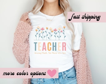 Wildflower leraar naamshirt, aangepaste leraar T-shirt, gepersonaliseerde leraar T-shirt, cadeau voor leraar, leuk leraar T-shirt, groovy leraar shirt