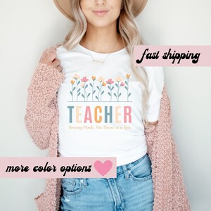 Wildflower Teacher Name Shirt, Custom Teacher TShirt, Personalized Teacher T Shirt, Gift for Teacher, Cute Teacher Tee, Groovy Teacher Shirt